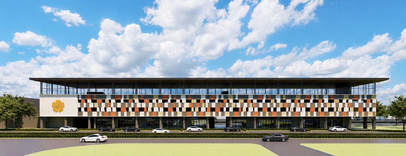 Proposed station-side retail and sports building beside Taman Wahyu KTM station