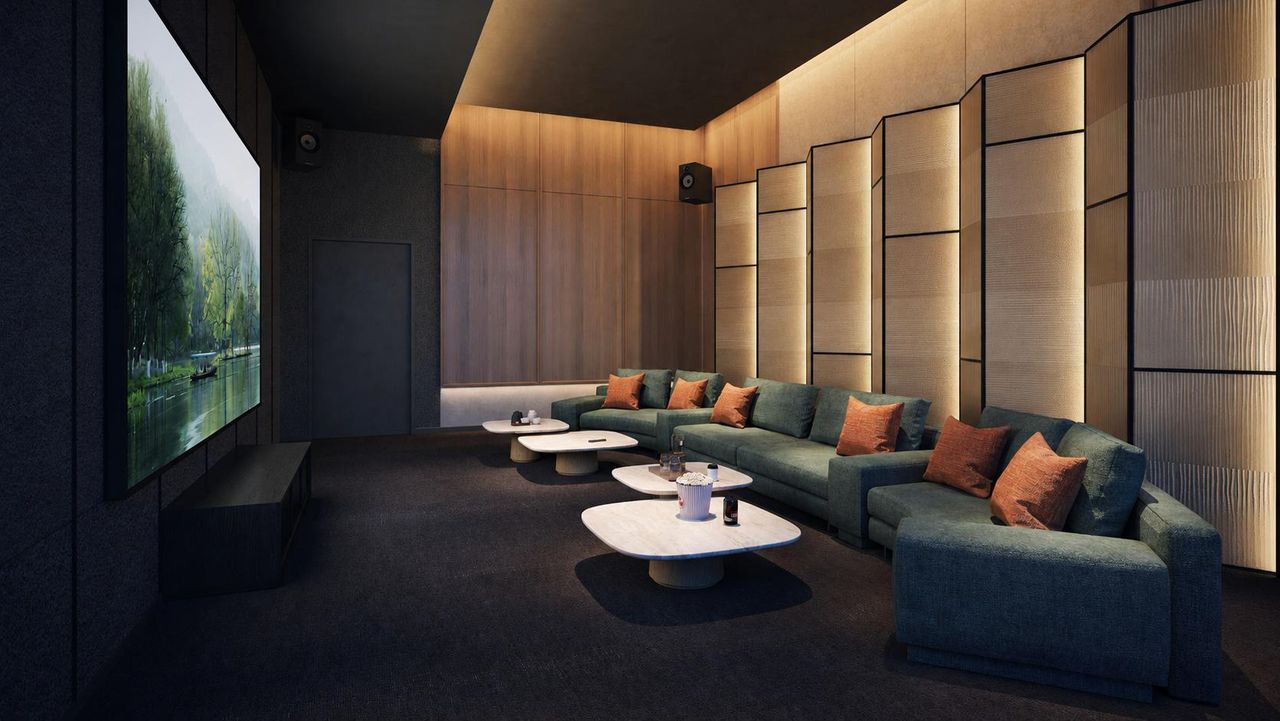Private theatre room with lounge seating